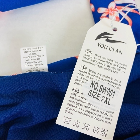 You Di An V Neck One Piece Floral Swim Suit Size 2X - Picture 7 of 8